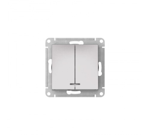 AtlasDesign Алюминий Выключатель 2-клавишный с подсветкой,сх.5а, 10АХ,механизм, быстрозажимные клеммы  ATN000353S  SE