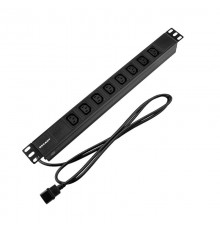 Блок распр. питания для 19" шкафов, гор., 8 розеток C13, 10A, без выкл, алюм корп, шнур 2м, вилка C14  04-0304-1  REXANT