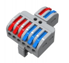 Клемма СМК 2х3D 2 полюса на DIN-рейку (0,08-4 мм) (1 ввод, 3 вывода на полюс) серая (25 шт/уп)  07-5281  REXANT