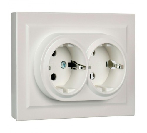 BRITE Розетка 2-ая с заземлением без шторок 16А в сборе РС12-3-БрЖ жемчужный   BR-R21-16-K36-F  IEK