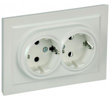 BRITE Розетка 2-ая с заземлением со шторками 16А в сборе РСш12-3-БрЖ жемчуг  BR-R24-16-K36-F  IEK