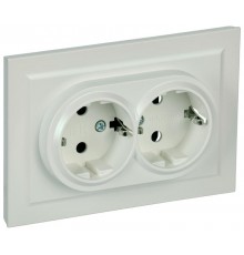 BRITE Розетка 2-ая с заземлением без шторок 16А в сборе РС12-3-БрЖ жемчужный   BR-R21-16-K36-F  IEK