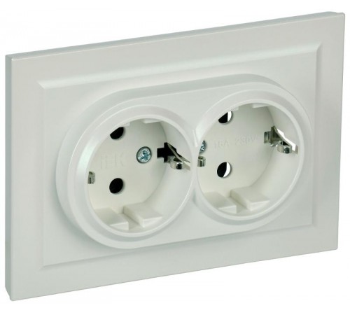 BRITE Розетка 2-ая с заземлением без шторок 16А в сборе РС12-3-БрЖ жемчужный   BR-R21-16-K36-F  IEK