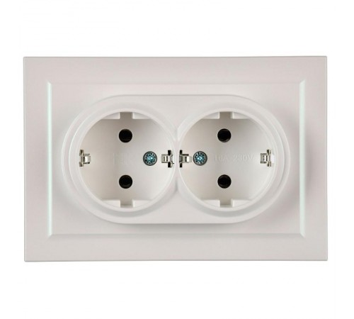 BRITE Розетка 2-ая с заземлением без шторок 16А в сборе РС12-3-БрЖ жемчужный   BR-R21-16-K36-F  IEK