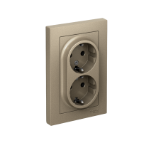 AtlasDesign Шампань Розетка 2-ая с заземлением, 16А, (в сборе с рамкой)  ATN000524  SE