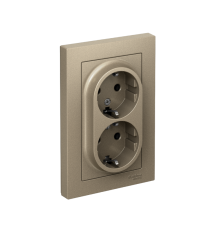 AtlasDesign Шампань Розетка 2-ая с заземлением, 16А, (в сборе с рамкой)  ATN000524  SE