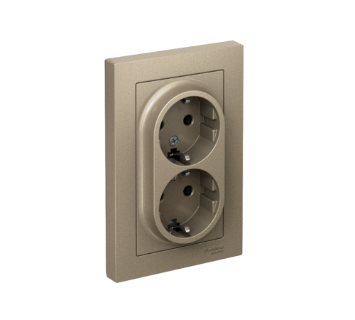AtlasDesign Шампань Розетка 2-ая с заземлением, 16А, (в сборе с рамкой)  ATN000524  SE