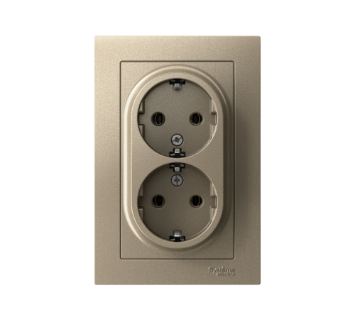 AtlasDesign Шампань Розетка 2-ая с заземлением, 16А, (в сборе с рамкой)  ATN000524  SE