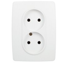 Розетка ЭРА Серия 12 12-2107-01М , 2X2P, 16А-250В, белый матовый   Б0065688  ЭРА