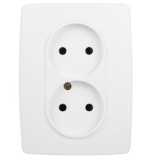 Розетка ЭРА Серия 12 12-2107-01М , 2X2P, 16А-250В, белый матовый   Б0065688  ЭРА