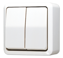 Выключатель для накладного монтажа сдвоенный; белый  605AWW  Jung