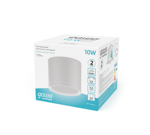 Светильник светодиодный декоративный бытовой с рассеивателем HD024 10W (белый) 4100K 88х75мм  HD024  Gauss