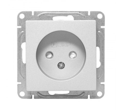 Механизм розетки, 16А, без заземления, со шторками, алюминий Эпика EKF  UP1-SOA-101  EKF