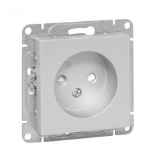 Механизм розетки, 16А, без заземления, со шторками, алюминий Эпика EKF  UP1-SOA-101  EKF