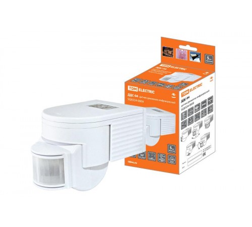 Датчик движения ДДС-04 1100Вт, 5-480с, 12м, 5+Лк, 180гр, IP44,  SQ0324-0009  TDM