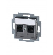 ABB Levit Сталь Розетка комп. 2-ая 2хRJ45 категория 5e  5014H-A51018 69W  2CHH295118A6069  ABB