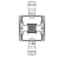 Коробка клеммная Ex из GRP; 1Ex e IIC T5 Gb IP66; Ex tb IIIB T95C Db;Клеммы 2,5 кв.мм. -6 шт. А,С: ввод D8-13мм под небронир-ный кабель вметаллорук