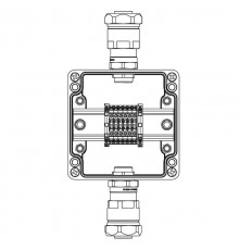 Коробка клеммная Ex из GRP; 1Ex e IIC T5 Gb IP66; Ex tb IIIB T95C Db;Клеммы 2,5 кв.мм. -6 шт. А,С: ввод D8-13мм под небронир-ный кабель вметаллорук