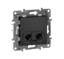 Etika Антрацит Розетка компьютерная 2-ая RJ45, кат.5е UTP  672655  Legrand