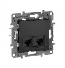 Etika Антрацит Розетка компьютерная 2-ая RJ45, кат.5е UTP  672655  Legrand