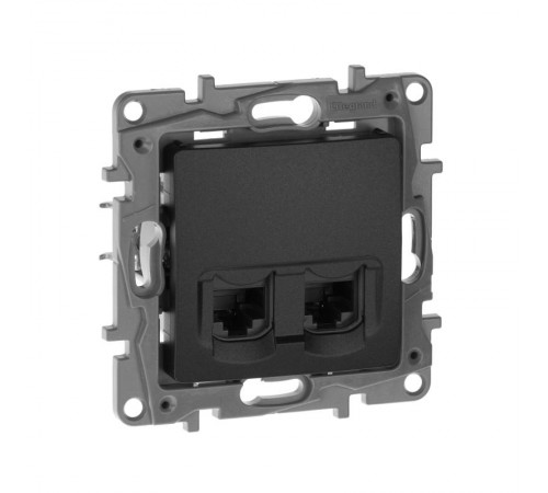 Etika Антрацит Розетка компьютерная 2-ая RJ45, кат.5е UTP  672655  Legrand
