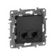 Etika Антрацит Розетка компьютерная 2-ая RJ45, кат.5е UTP  672655  Legrand
