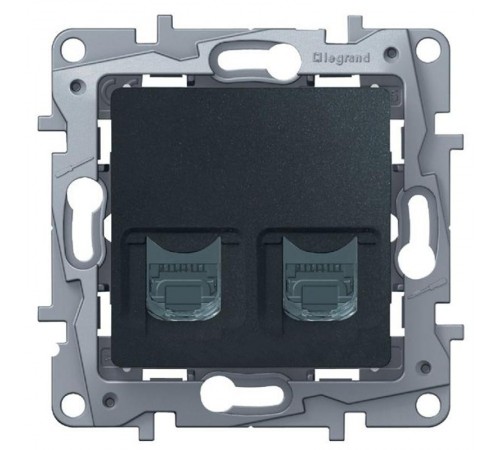 Etika Антрацит Розетка компьютерная 2-ая RJ45, кат.5е UTP  672655  Legrand