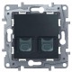 Etika Антрацит Розетка компьютерная 2-ая RJ45, кат.5е UTP  672655  Legrand