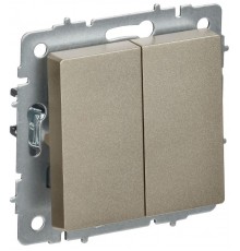 BRITE Выключатель 2-клавишный перекрестный 10А ВС10-2-3-БрШ шампань  BR-V23-0-10-K37  IEK