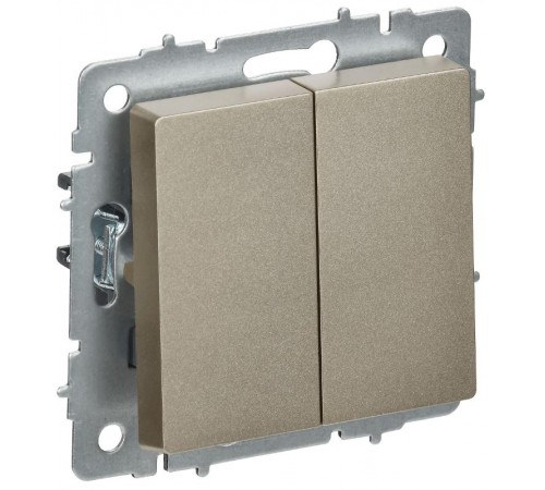 BRITE Выключатель 2-клавишный перекрестный 10А ВС10-2-3-БрШ шампань  BR-V23-0-10-K37  IEK