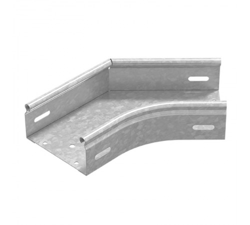 Угол плоский плавный универсальный 45 град. к лотку 50х50, толщ. 1,2 мм, Сендзимир цинк  УПТРП45-50х50-1,2-R100-СЦ  Ostec