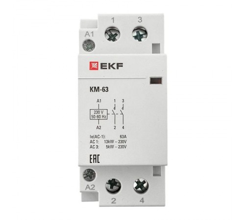 Контактор модульный КМ 63А 2NО (2 мод.) EKF PROxima  km-2-63-20  EKF