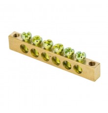 Шина PEN "ноль-земля" (6х9мм) 6 отверстий латунь крепеж по краям EKF PROxima  sn0-63-06-k  EKF