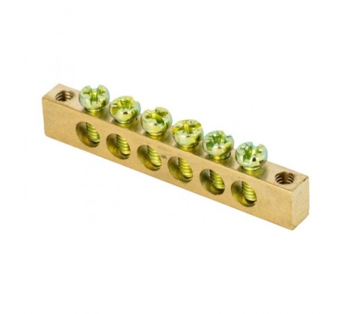 Шина PEN "ноль-земля" (6х9мм) 6 отверстий латунь крепеж по краям EKF PROxima  sn0-63-06-k  EKF