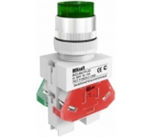 Выкл. кноп. ABLFP 22 мм Цвет:ЗЕЛЕНЫЙ LED 220В ВK-22 a  25026DEK  DEKraft