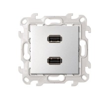 Розетка 2xUSB 2.0 для передачи данных цвета алюминий S24 Harmonie  2411090-033  Simon