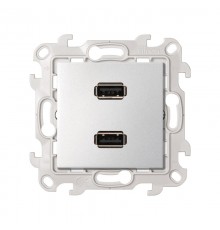 Розетка 2xUSB 2.0 для передачи данных цвета алюминий S24 Harmonie  2411090-033  Simon