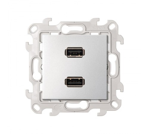 Розетка 2xUSB 2.0 для передачи данных цвета алюминий S24 Harmonie  2411090-033  Simon