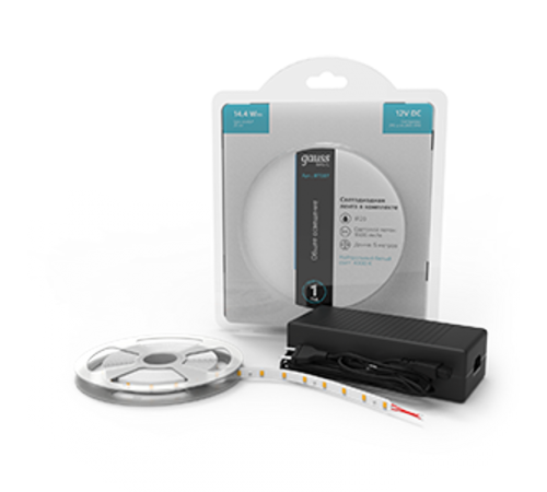 Лента светодиодная Basic в комплекте LED 2835/240 12V 14,4W/m 1600lm/m 4000K 10mm IP20 5m 1/50  BT087  Gauss