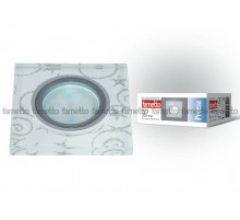 Светильник декор. встраив., серия Peonia DLS-P203 GU5.3 CHROME/WHITE квадратный GU5.3. металл/стекло. Хром/белый+серебро.  10127  Fametto