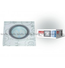 Светильник декор. встраив., серия Peonia DLS-P203 GU5.3 CHROME/WHITE квадратный GU5.3. металл/стекло. Хром/белый+серебро.  10127  Fametto