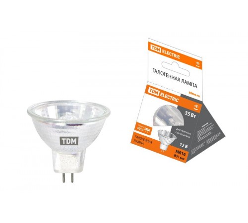 Лампа галогенная 35Вт 12В GU5.3 MR16  SQ0341-0006  TDM