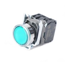 Кнопка SB4 с подсветкой в сборе модульная 22мм зеленая металл 24ВDC 1НО+1НЗ  SB4BW33B5  SE