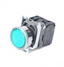 Кнопка SB4 с подсветкой в сборе модульная 22мм зеленая металл 24ВDC 1НО+1НЗ  SB4BW33B5  SE