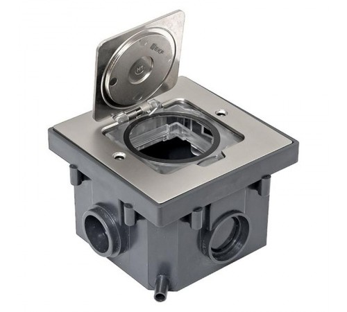 Лючок напольный C-Line 2 IP44 86*86 мм на 2модуля=1пост (с напольной коробкой для установки в фальш-пол и бетон) матовый никель  cl-ln-knl-2  EKF