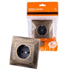 Розетка 2П+З 16А 250В старинная бронза "Лама"  SQ1815-0764  TDM