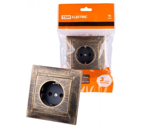 Розетка 2П+З 16А 250В старинная бронза "Лама"  SQ1815-0764  TDM