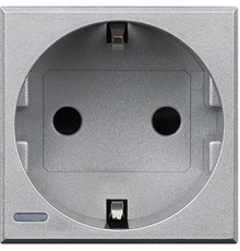 Axolute Розетка 2К+З, 10/16 А 250 В с боковыми заземляющими контактами Schuko, с экранированными контактами, алюминий, немецкий стандарт  HC4141  Le