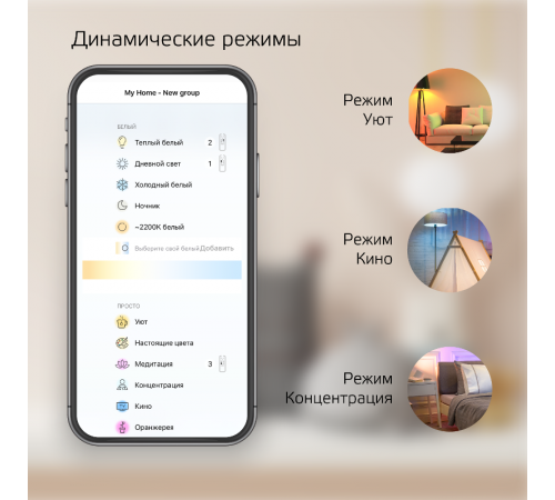 Cветильник SmartHome наст-потол 25W2000lm2700-6500К198-264V IP20 400*70мм изм.цвет.тем.+дим LED1/5  2050112  Gauss