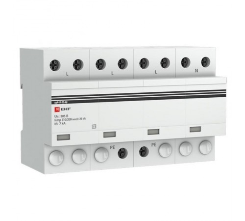 Устройство защиты от импульсных перенапряжений Тип 1 Iimp 25kA (10/350s) 4P EKFspd-t1-25-4pEKF
